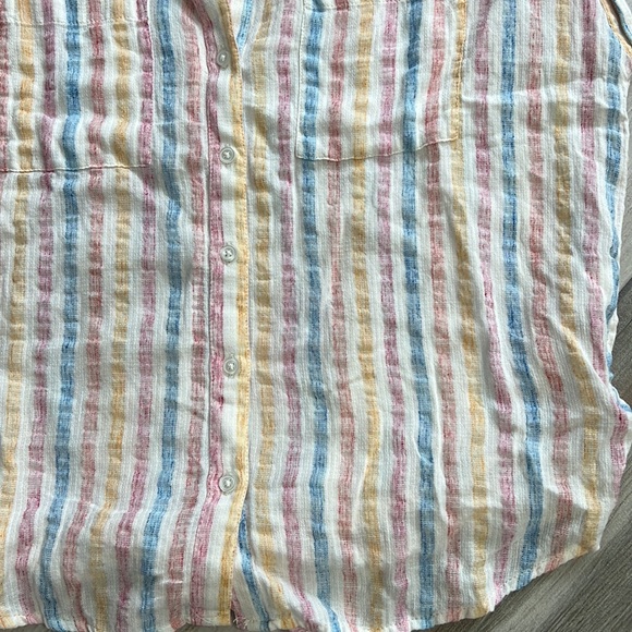 Lucky Brand Pastel Pin Stripe Open Tie Back Shirt Small - Picture 2 of 6